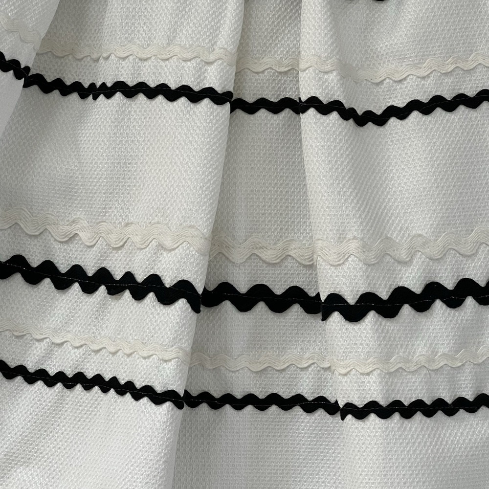 Freeway Women's Dress Monochrome Black White Ric Rac Striped Fit & Flare NWT Med - Picture 2 of 13